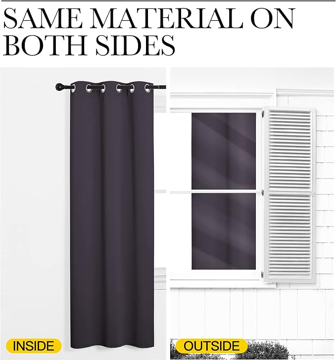 NICETOWN Greyish Purple Blackout Curtains 68 inches Length for Living Room, 2 Panels, 55" Wide, Thermal Insulated Decoration Drapes for Bedroom Window