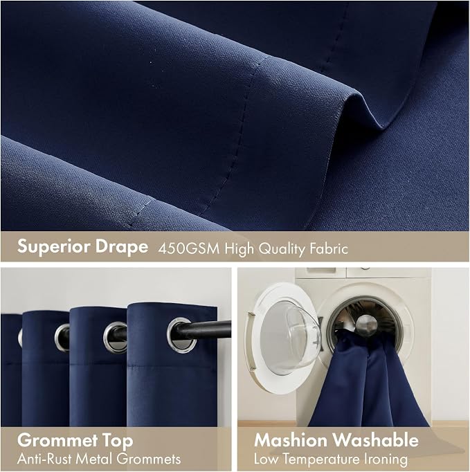 MIULEE Navy Blue 100% Blackout Curtains - Image 7