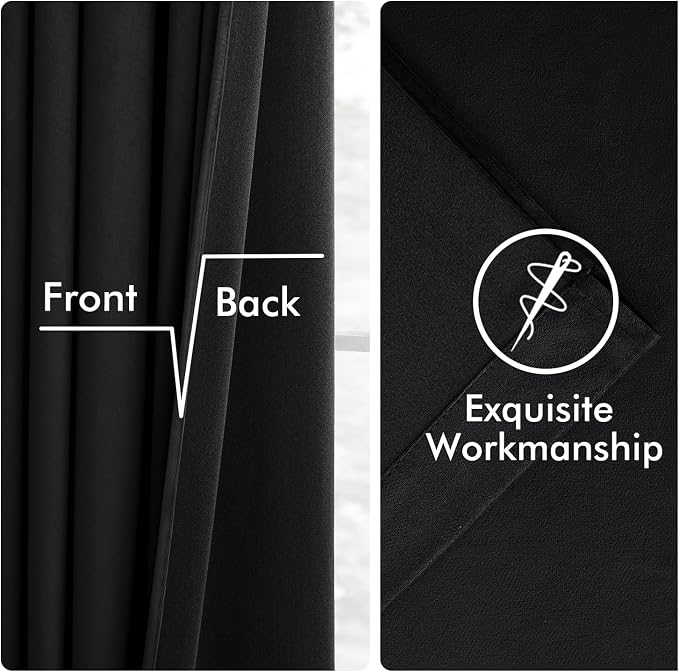 MIULEE Velvet Curtains 50W x 108L 2 Panels Black Blackout Curtains | Luxury - Image 6