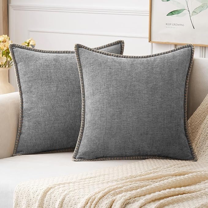 MIULEE Decorative Couch Throw Pillow Covers 16x16 Inch Dark Gray 2 Pack | by MIULEE
