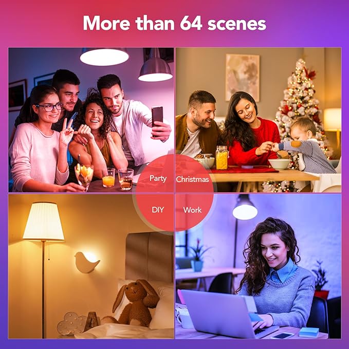 OREiN Matter Smart Light Bulb, Smart Light Bulbs with Remote Control Work with Apple Home, Alexa, Google Home, SmartThings, Color Changing Light Bulbs 2.4Ghz WiFi, 800 Lumens Equivalent 60W 2Pack