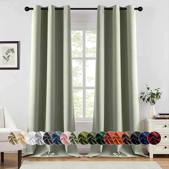 MIULEE Blackout Curtains for Bedroom 2 Panels 40 x 90 Inch Long Sage Green | by MIULEE
