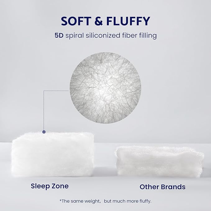 SLEEP ZONE Cooling Mattress Topper King Size Quilted Fitted Mattress Pad Cover, Soft Fluffy Down Alternative Pillow Top Bed Topper Deep Pocket 8-21 Inch (Grey, King)