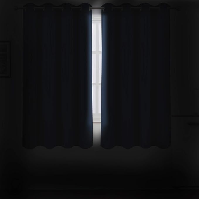 Navy Blue Blackout Curtains/52 x 72 Inch/Set of 2 Panels Room Darkening Curtains - Image 3