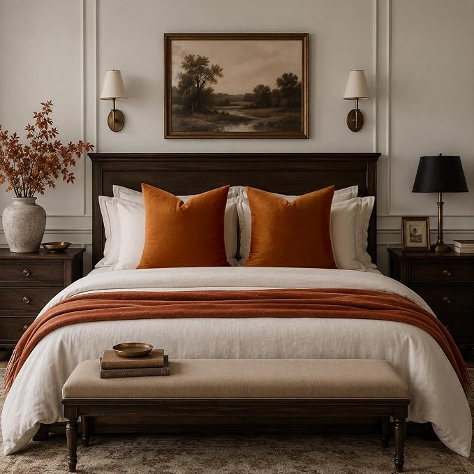 GIGIZAZA Burnt Orange Velvet Throw Pillow Covers 20x20 Pack of 2 | Decorative - Image 7
