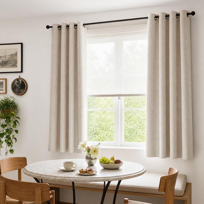 100% Blackout Linen Textured Short Small Curtains - Image 2