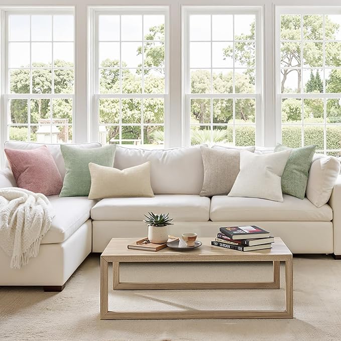 MIULEE Decorative Couch Throw Pillow Covers 18x18 Inch Neutral Cream 2 Pack | - Image 2