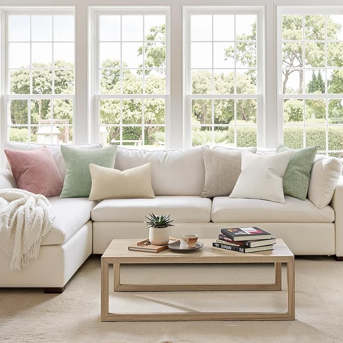 MIULEE Decorative Couch Throw Pillow Covers 20x20 Inch Neutral Cream 2 Pack | - Image 2