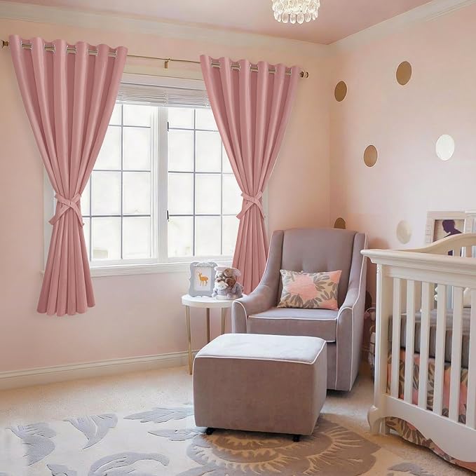 Room Darkening Curtains for Bedroom, 70 x 63 Inches, Dusty Rose | Thermal - Image 6
