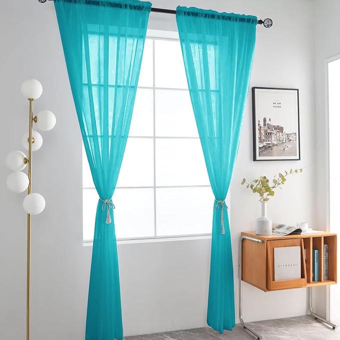 SpaceDresser Sheer Voile Window Treatment Rod Pocket Curtain Panels - Image 2