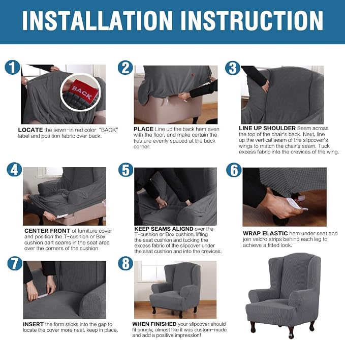 H.VERSAILTEX Wing Chair Slipcover Chair Covers - Image 6
