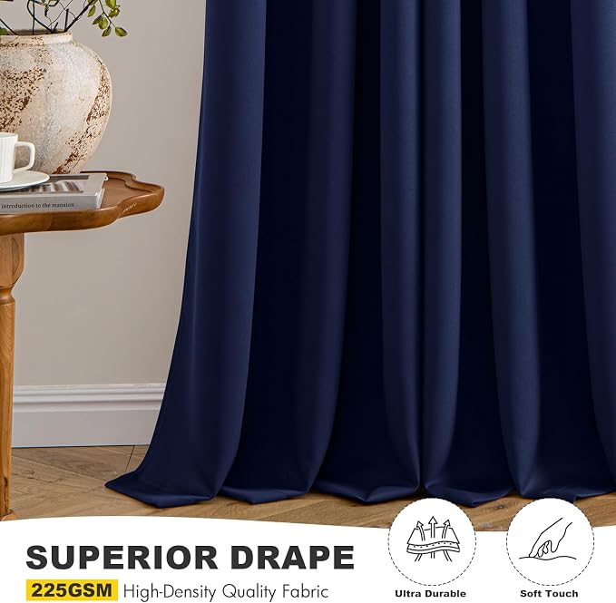 MIULEE Blackout Curtains for Bedroom 2 Panels 34 x 63 Inch Long Navy Blue | - Image 5