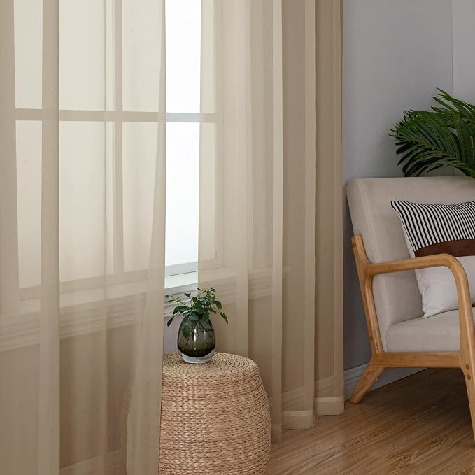 Taupe Sheer Curtains 90 Inches Long - Image 4