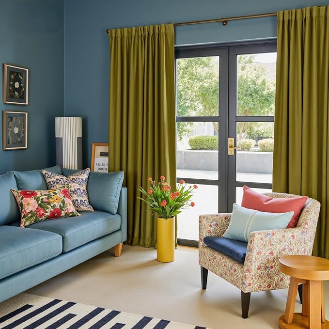 Lazzzy Velvet Blackout Curtains Thermal Insulated Room Window Drapes Super Soft Luxury Curtains for Living Room Bedroom Rod Pocket 2 Panels, Golden Olive, 52" W x 108" L