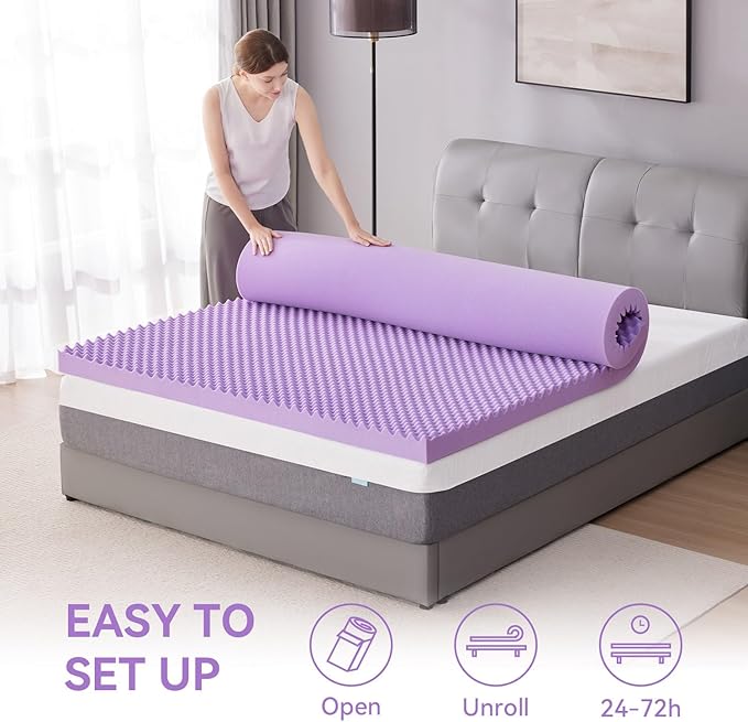 SINWEEK 1.5 Inch Egg Crate Memory Foam Mattress Topper Twin XL, Twin Extra Long Mattress Pads for College Dorm Single Bed, Pressure Relieve CertiPUR-US Certified, 39x80 Inches