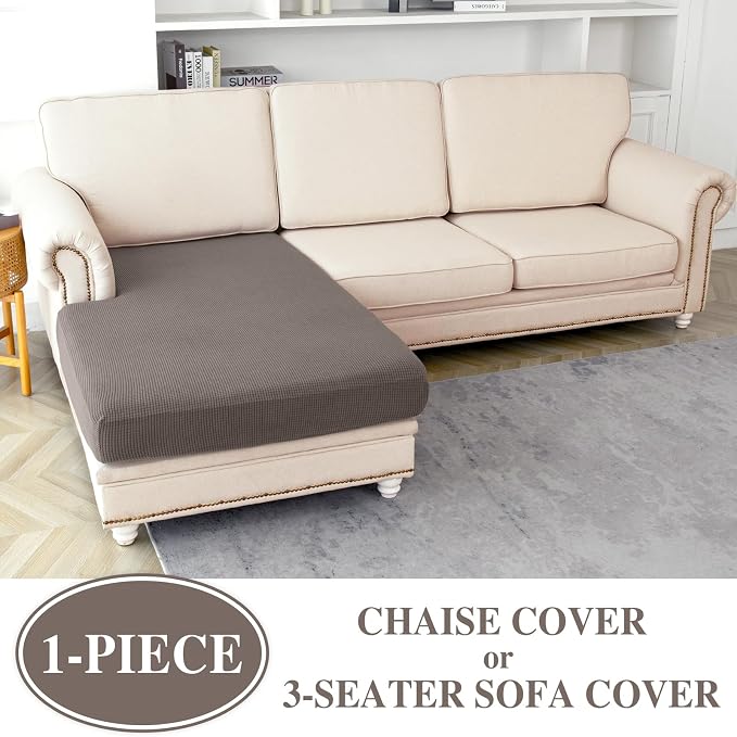 LA MEACK Couch Cushion Cover Chaise Lounge Cover Washable Separate Seat Chaise - Image 2