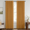 MIULEE Fall 100% Blackout Linen Curtains 42" x 90" Mustard Yellow 2 Panels | by MIULEE