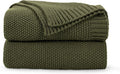 CozeCube Olive Green Seed Stitch Throw Blanket 60"x80", Farmhouse Decor | by CozeCube