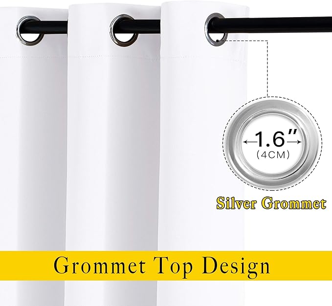 NICETOWN White Kitchen Curtains 36 inches Long, Modern Design Solid Grommet - Image 2