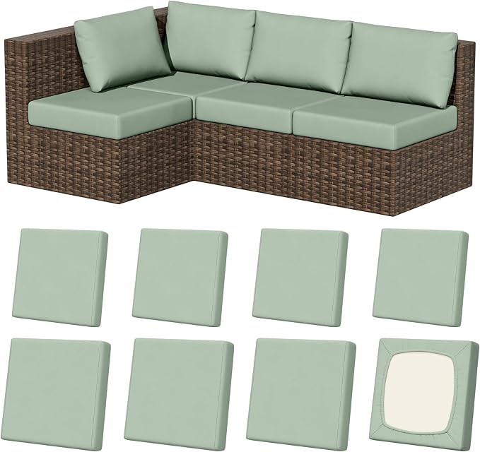 8Pcs Outdoor Cushion Covers, Stretch Patio Furniture Couch Chair Slipcovers | by VORSHAPE