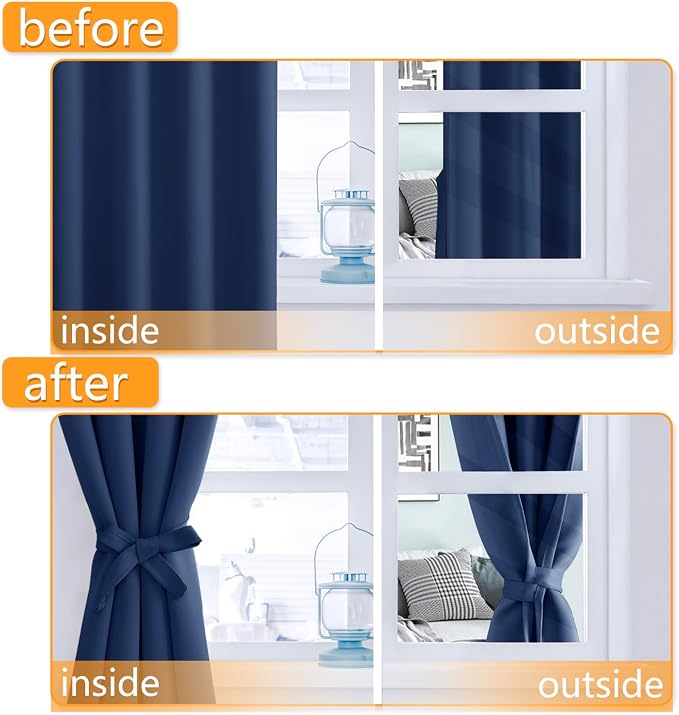 Blackout Curtains for Bedroom, 52 x 63 Inches Length, Window Curtains for - Image 4
