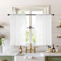 BGment White Linen Sheer Curtains 36 Inch Length by BGment