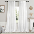 White Linen Curtains Back Tab Sheer Curtains 90 Inches Long by Nanspring