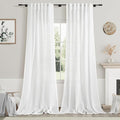 White Linen Sheer Curtains 102 Inches 2 Panels Set Back Tab Rod Pocket Extra by Nanspring