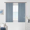 Dusty Blue Pinch Pleat 100% Blackout Linen Curtains 2 Layers 45 Inch Long | by Twodrapes