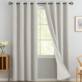 Yakamok Cream Linen Textured Curtains 84 Inches Long by Yakamok