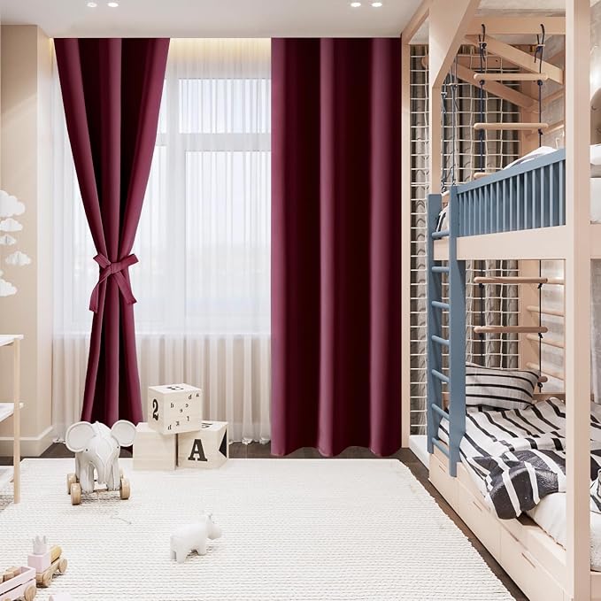 RV Blackout Curtains for Bedroom 52 x 30 Inch Long Burgundy 2 Panel | Thermal - Image 8