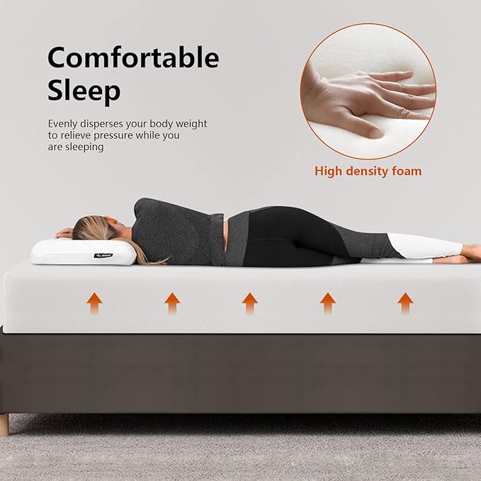 PayLessHere 10 Inch Twin Mattress Base Foam Mattress CertiPUR-US Certified,Removable Soft Cover,Twin mattresses for Bed Frame, Bunk Bed, Trundle, Daybed,White，Fiberglass Free
