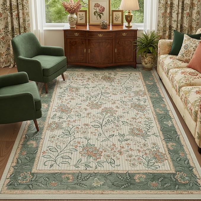 GarveeHome 4x6 Sage Green Washable Area Rug Bedroom Non Slip Nursery Room | by GarveeHome