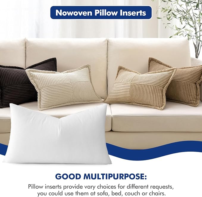 MIULEE Pillow Insert 14x26 Inch Decorative Rectangle Throw Pillow Inserts | - Image 4