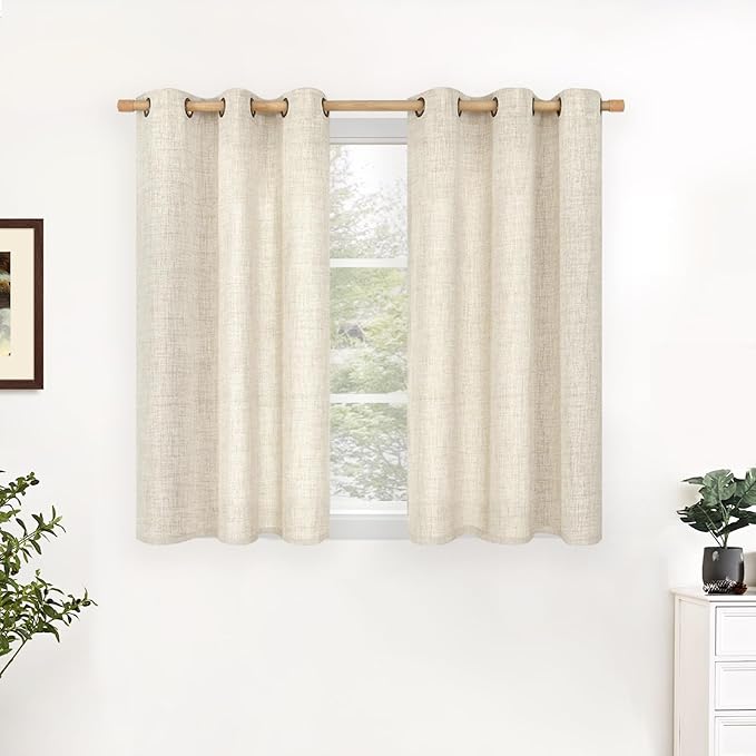 YoungsTex Linen Kitchen Window Curtains 48 Inch Length by YoungsTex