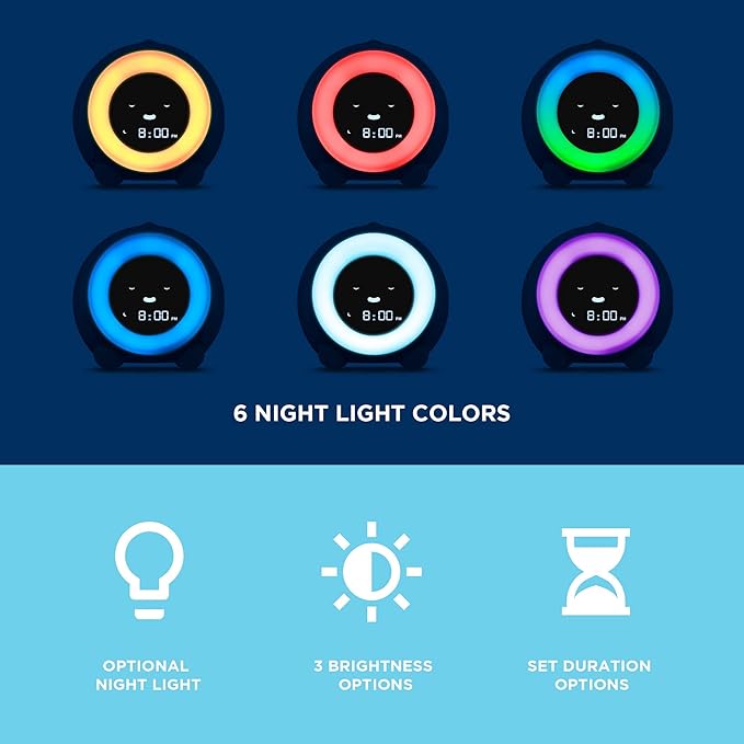 LittleHippo Mella: Kids Alarm Clock, Ready to Rise Children's Sleep Trainer, Night Light, Sound Machine and OK to Wake for Toddlers and Kids - Arctic Blue (Updated 2025)