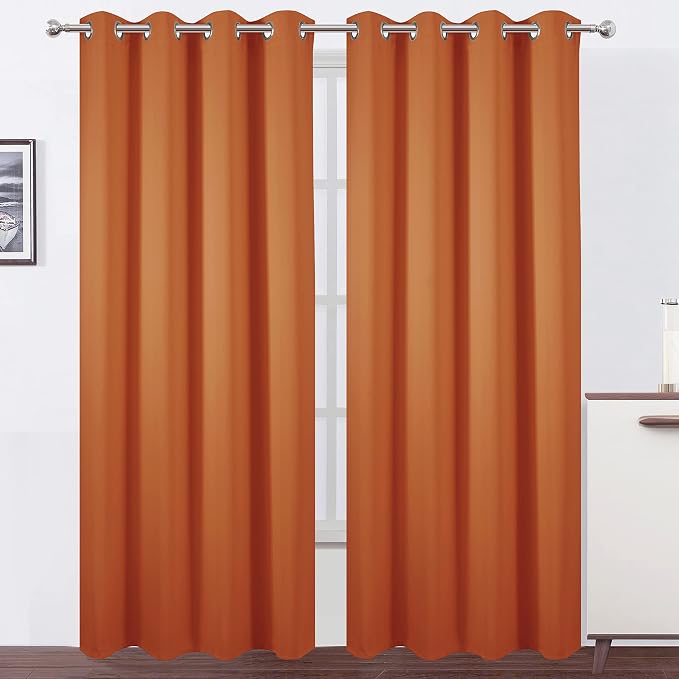 Blackout Curtains 66 x 95 inch/Orange Curtains Set of 2 Panels/Thermal by Lemomo