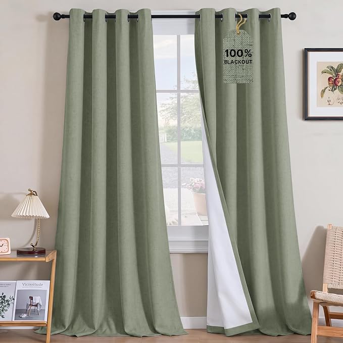 H.VERSAILTEX Linen Curtains 100% Blackout Curtains by HVERSAILTEX