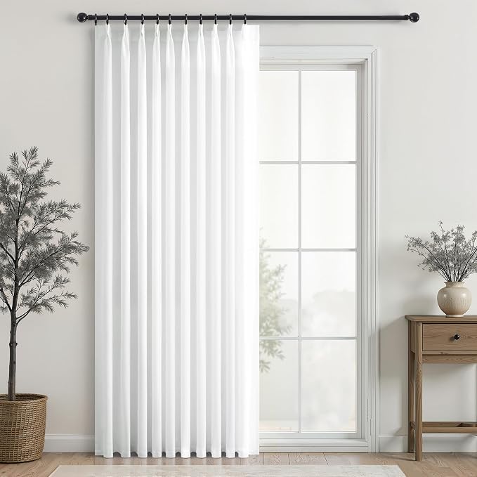 Topfinel 96 Inches Long Pinch Pleated Semi Sheer Curtains by Topfinel