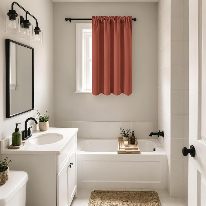 MIULEE Set of 4 Terracotta 45 Inch Short Blackout Kitchen Window Curtains | - Image 4