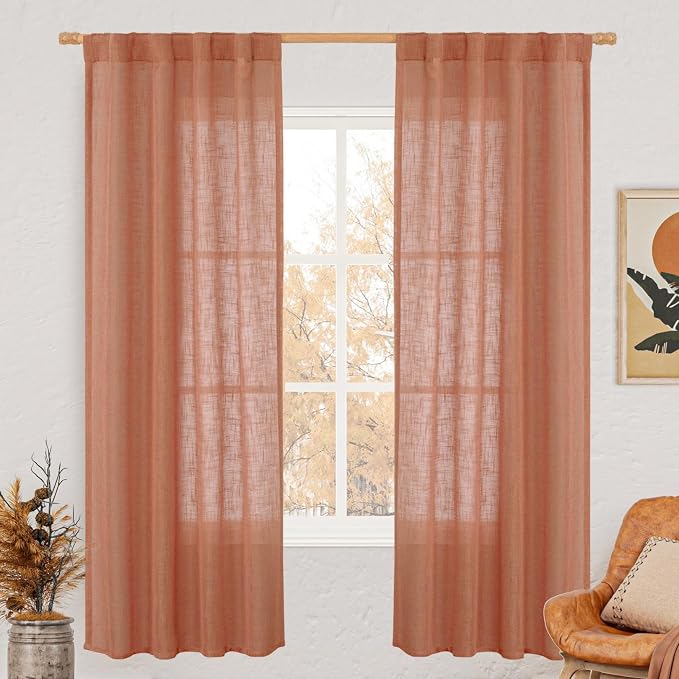 Light Filtering Linen Curtains 72 inches Long by LAMIT