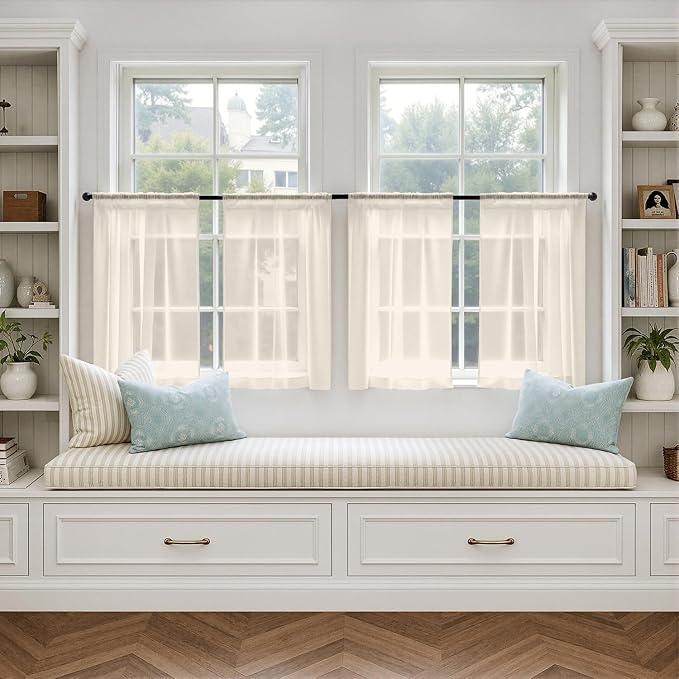MIULEE Light Beige Sheer Curtains 63 Inches Long 4 Panels 42 x 63 Inches | - Image 5