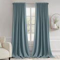 MIULEE Greyish Blue Back Tab Blackout Curtains 52x108 Inch Long 2 Panel Set | by MIULEE