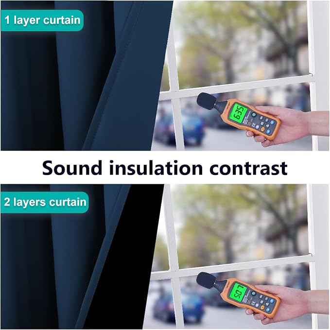 NICETOWN Moroccan Blue 100% Blackout Curtains 45 inches Long, Thermal Insulated - Image 4