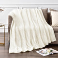 BEDELITE Ribbed Jacquard Cream Fleece Throw Blanket by BEDELITE