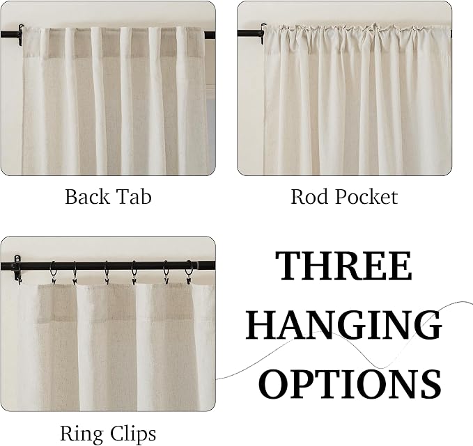 RYB HOME Linen Semi Sheer Curtains - Image 2