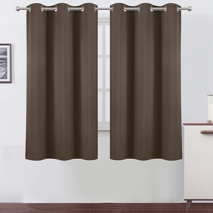 Chocolate Brown Blackout Curtains 42 x 63 Inch Length/Set of 2 Curtain by Lemomo