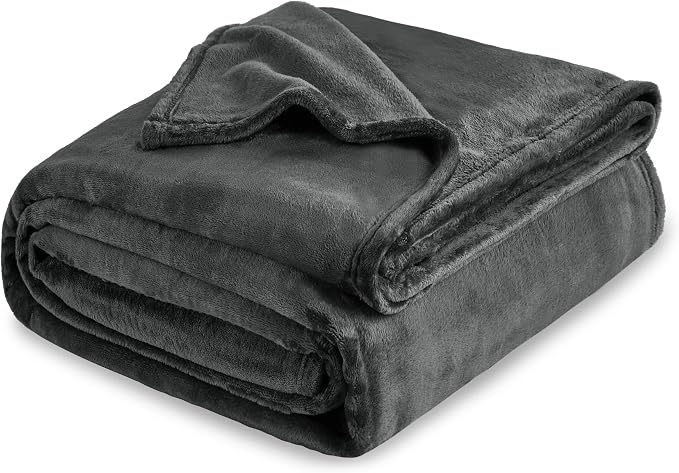 Bedsure GentleSoft Fleece Blankets Queen Size Dark Grey by Unknown