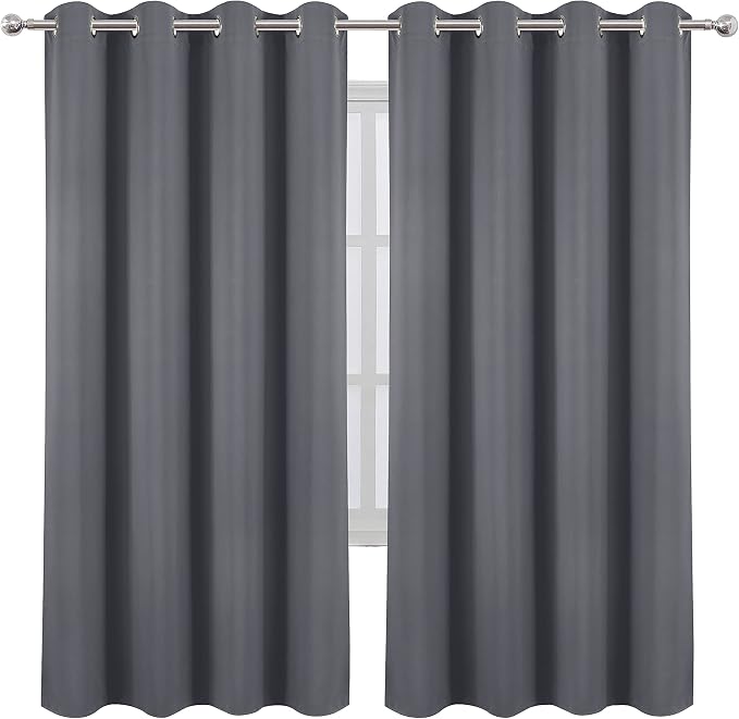 Grey Thermal Blackout Curtains/52 x 72 Inch/Set of 2 Panels Room Darkening - Image 2