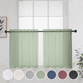 Short Sage Green Sheer Curtains 24 Inches Long 2 Panels by OWENIE